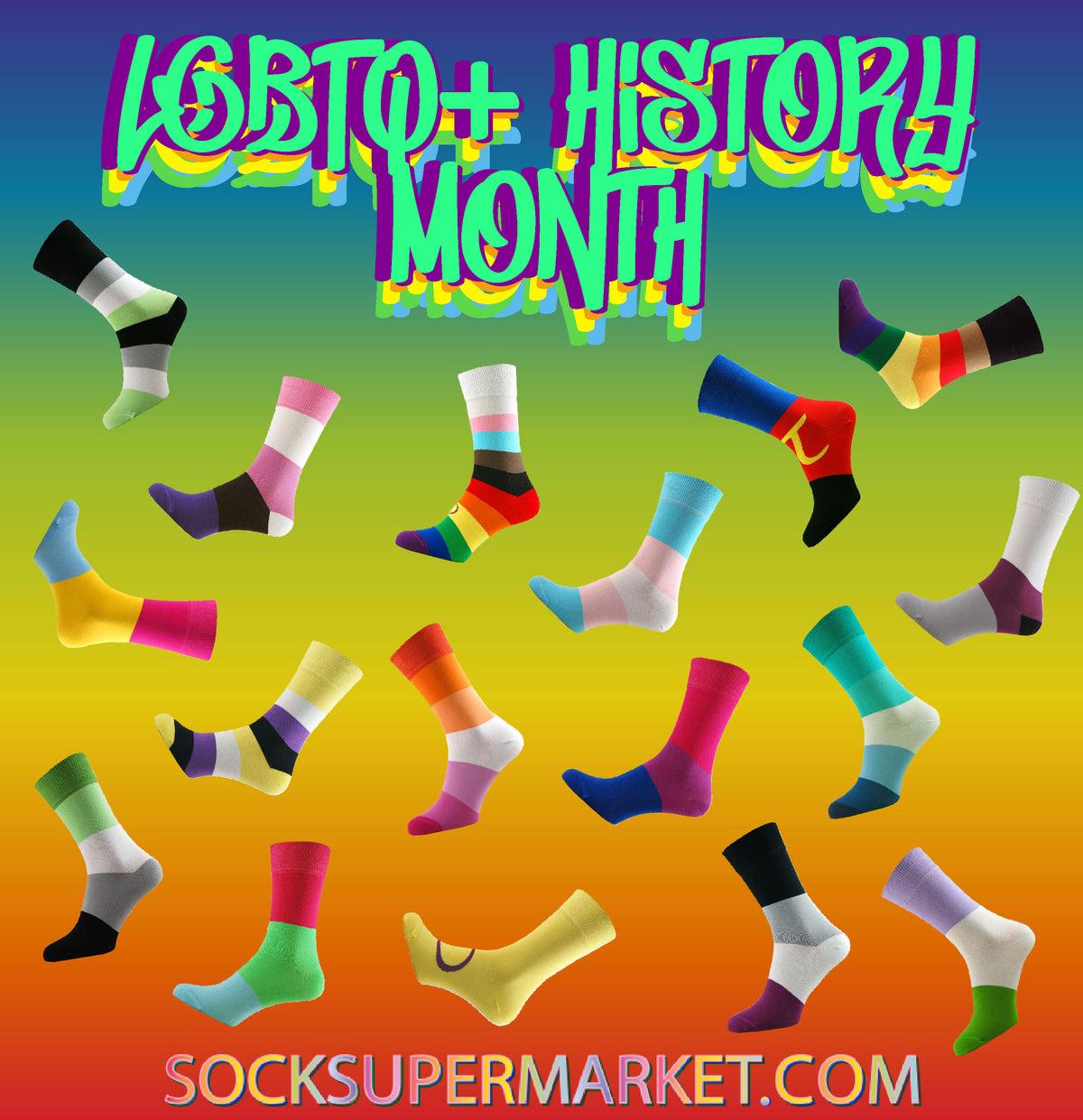 OFFER! 50% Sale off Pride Socks for LGBTQ+ History Month And Free Delivery