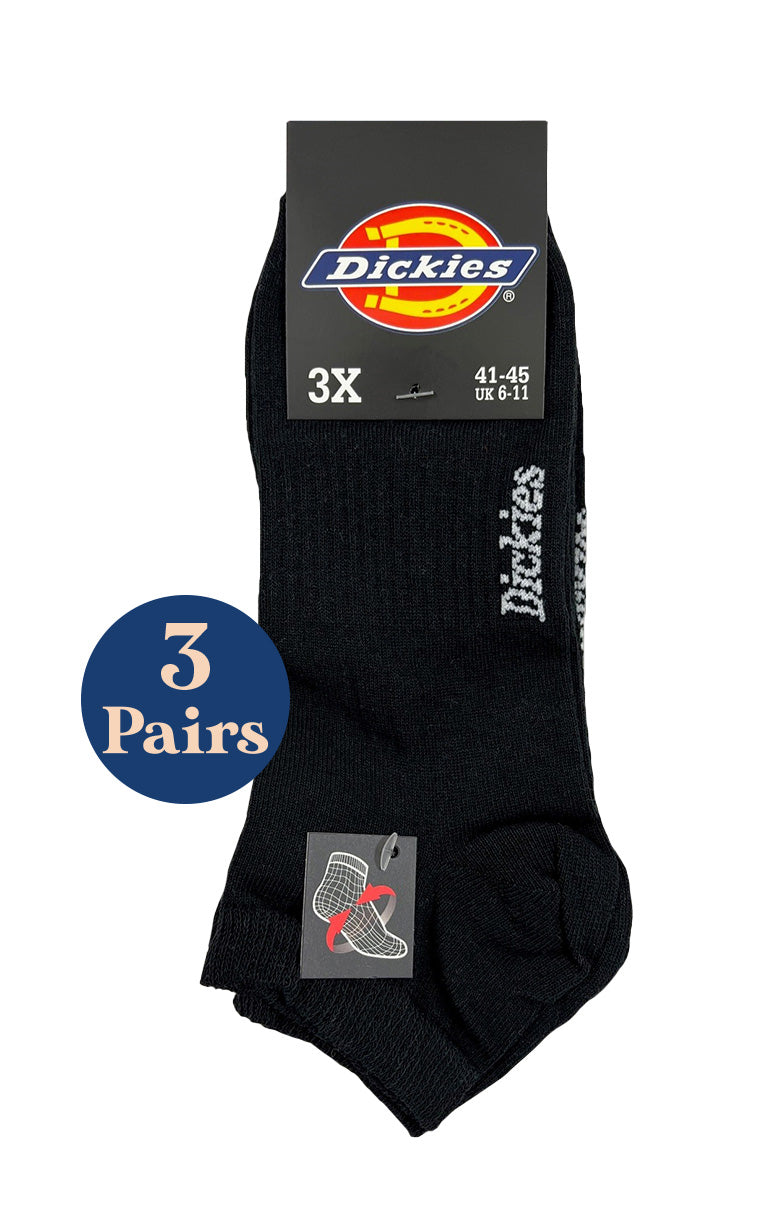 3 Pairs Dickies Trainer Socks Black