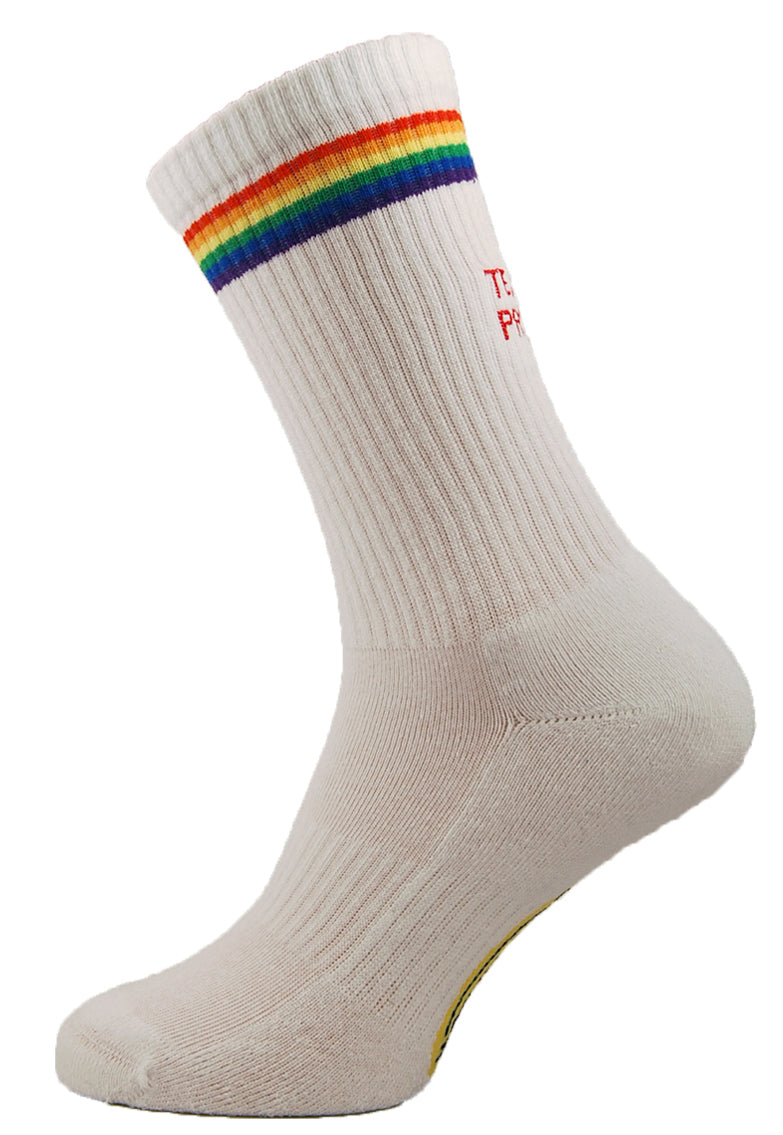 Sole Happy! Personalised Pride Stripe Upcycled Crew Socks