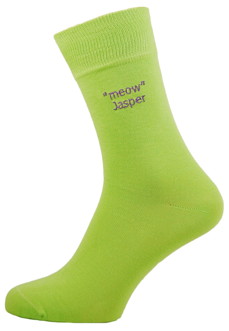 Colour Block Personalised Lime Green  socksupermarket