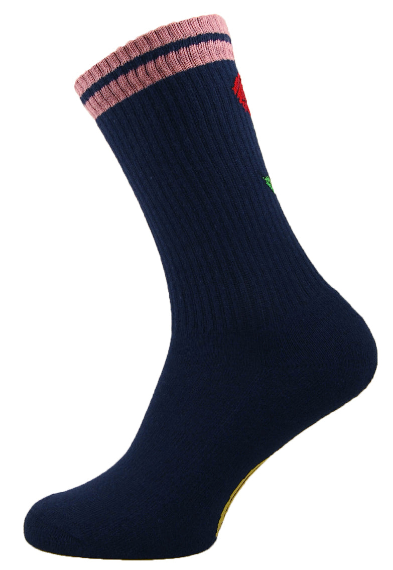 Sole Happy! Vintage Rose Tattoo Upcycled Crew Socks