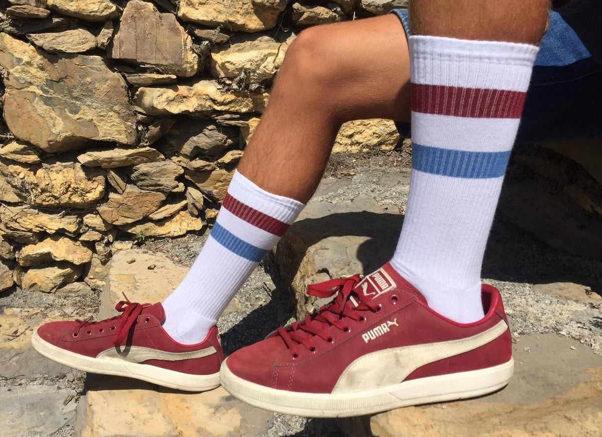 Buy Me Plain: White / Red / Blue Classic Tube - socksupermarket