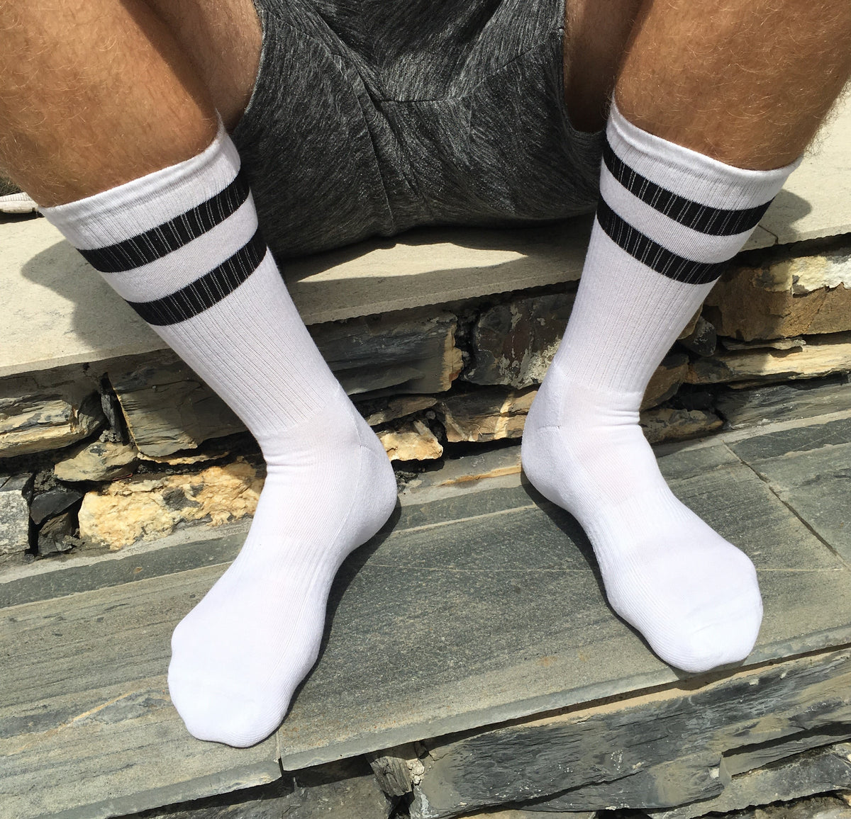 Buy Me Plain: White / Black Classic Tube - socksupermarket