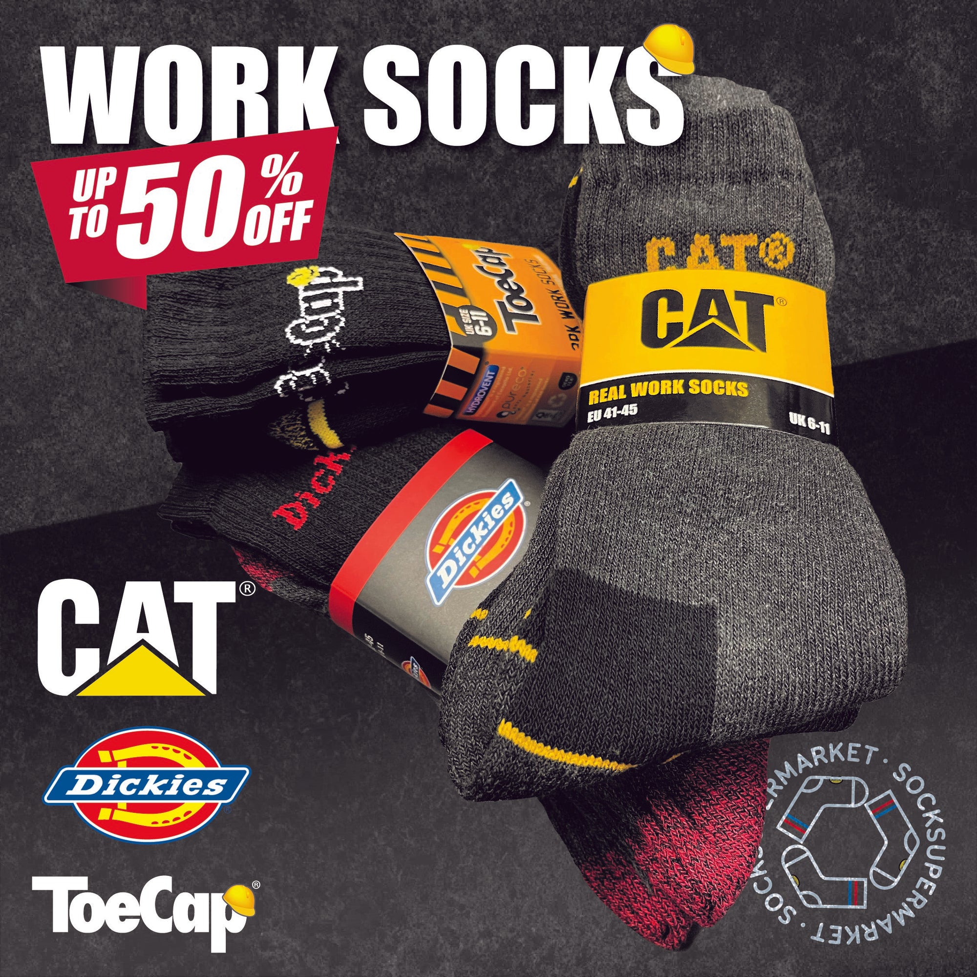 50% OFF SALE WITH CAT & DICKIES SOCKS