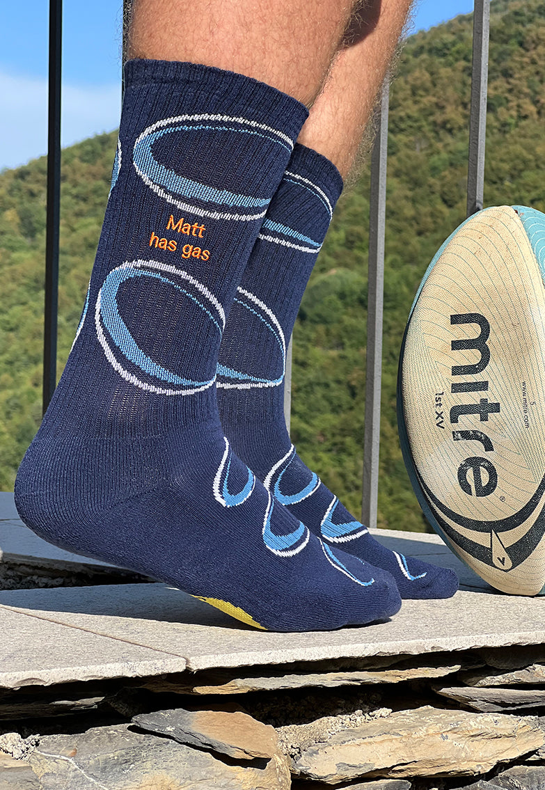 Sole Happy! Personalised Rugby Upcycled Crew Socks