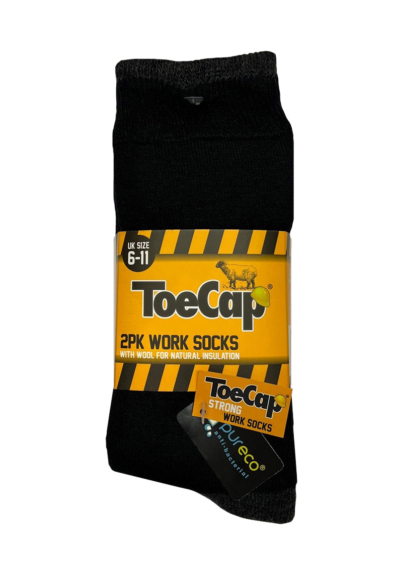 2 Pairs ToeCap® Wool Blend Work Socks