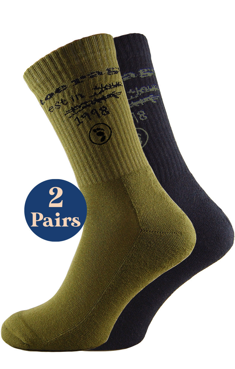2 Pairs Toe Rags® Scribble Crew Socks