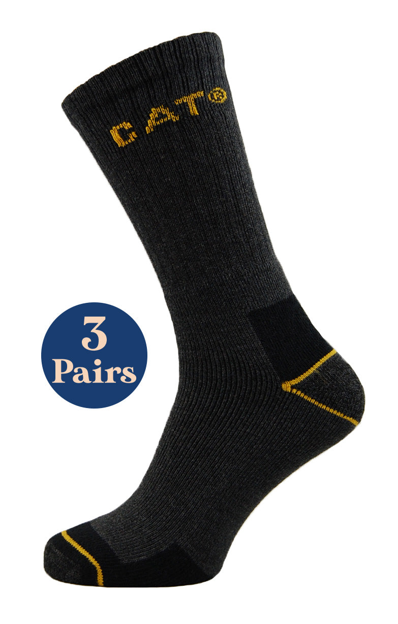 3 Pairs Caterpillar Real Work Socks Charcoal