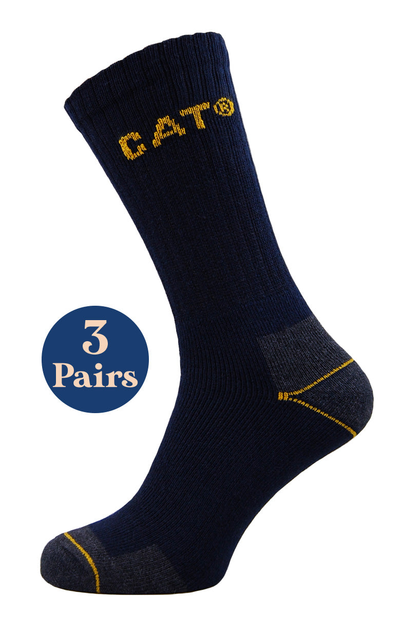 3 Pairs Caterpillar Real Work Socks Navy