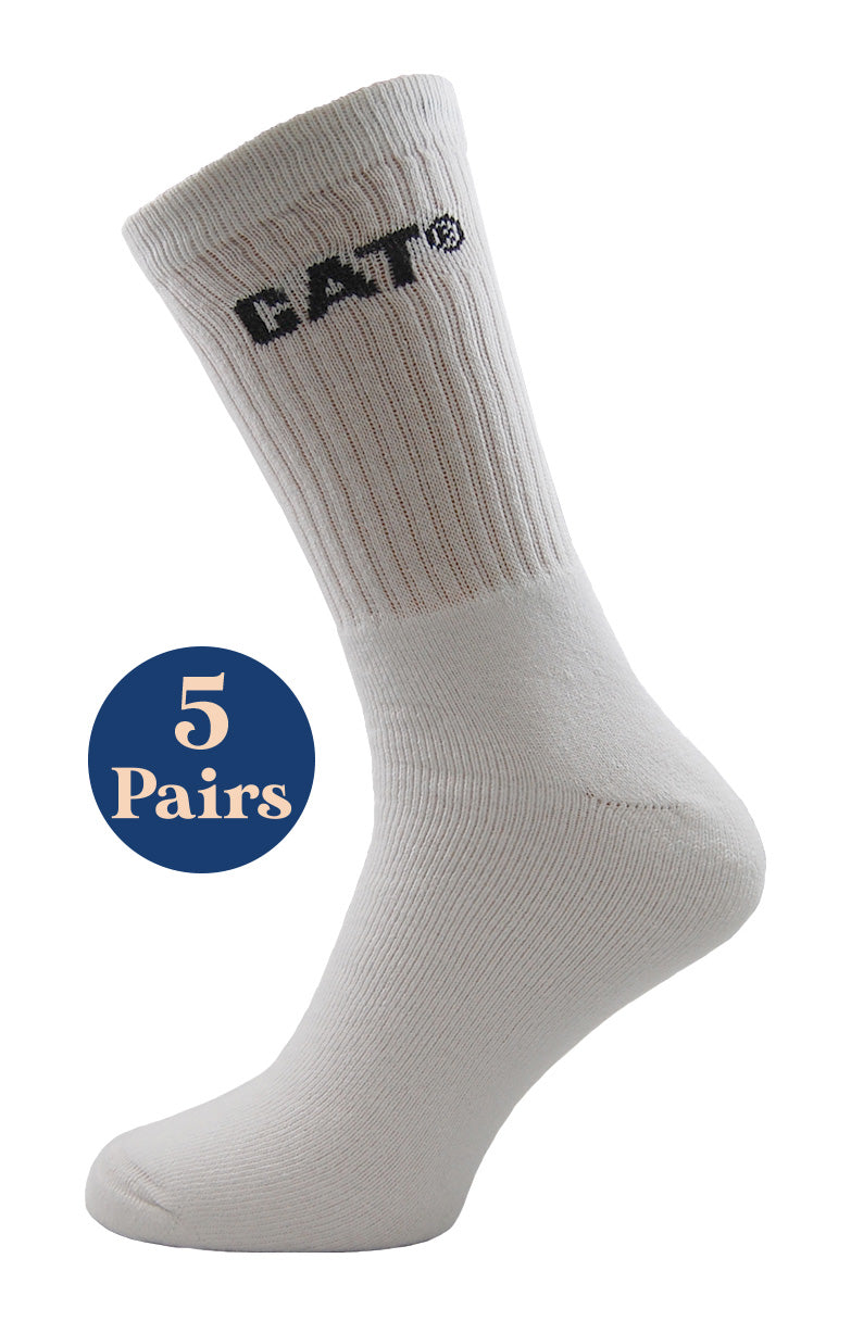 5 Pairs Caterpillar Performance Socks White