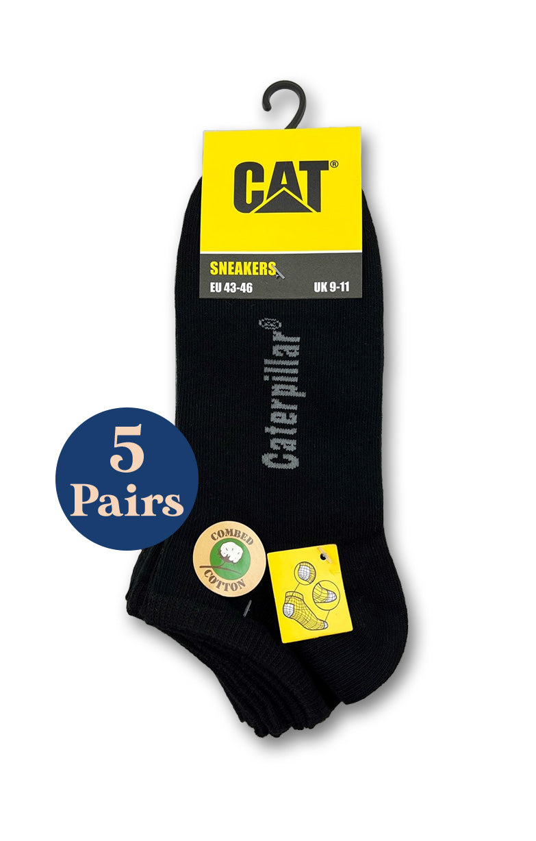 5 Pairs Caterpillar Trainer Socks Black