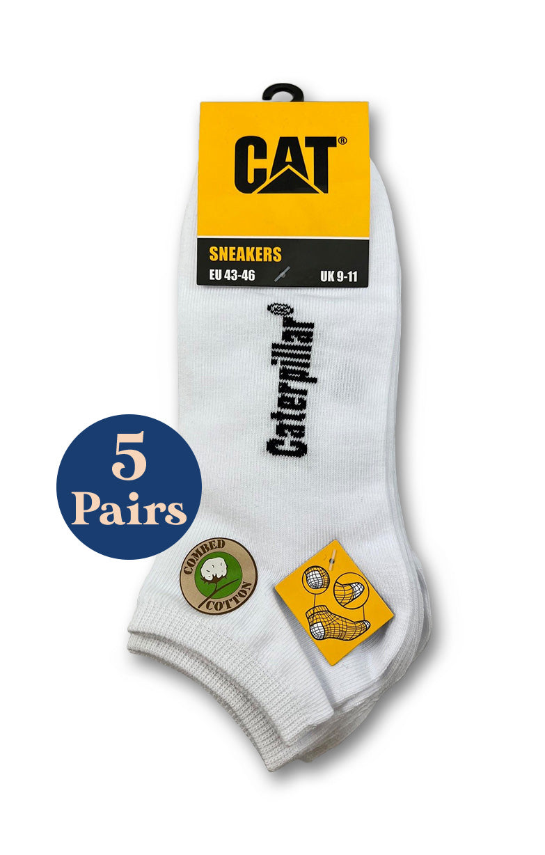 5 Pairs Caterpillar Trainer Socks White