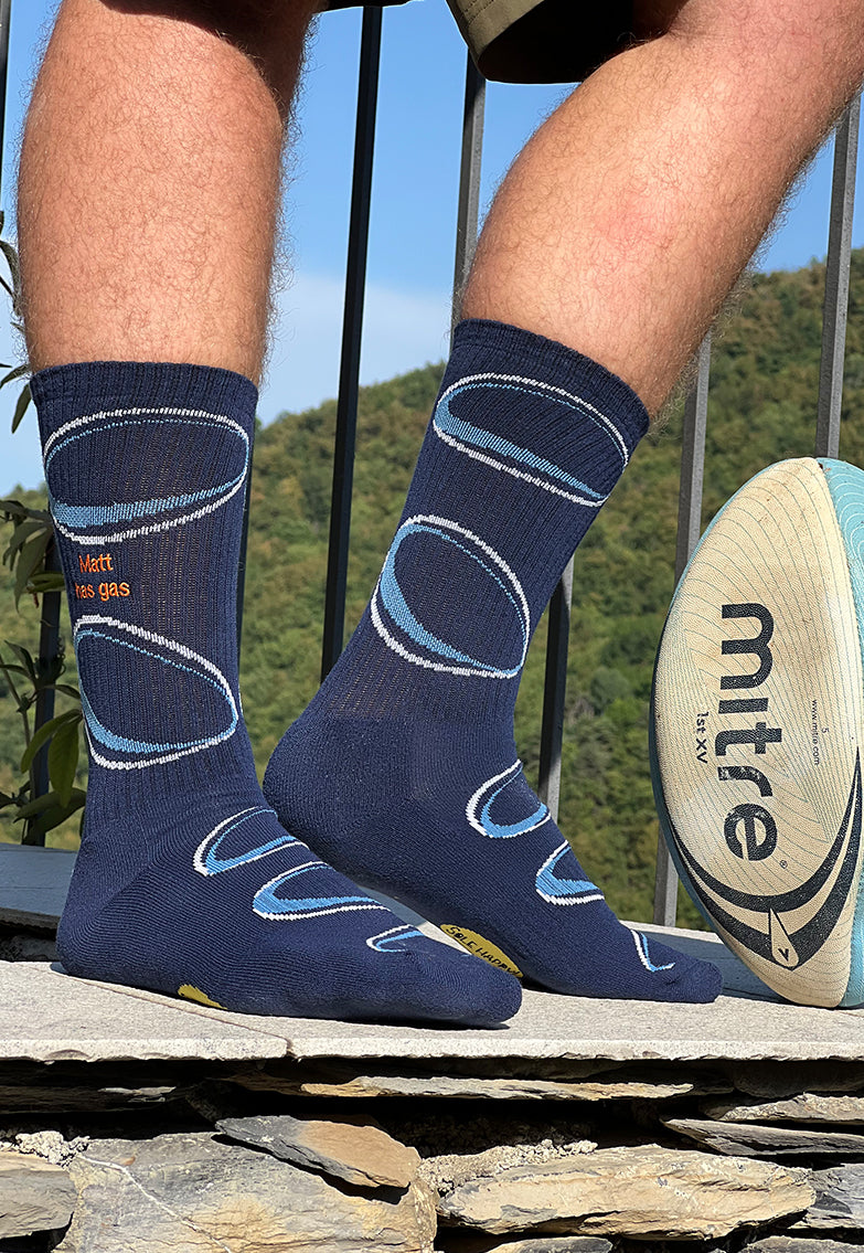 Sole Happy! Personalised Rugby Upcycled Crew Socks