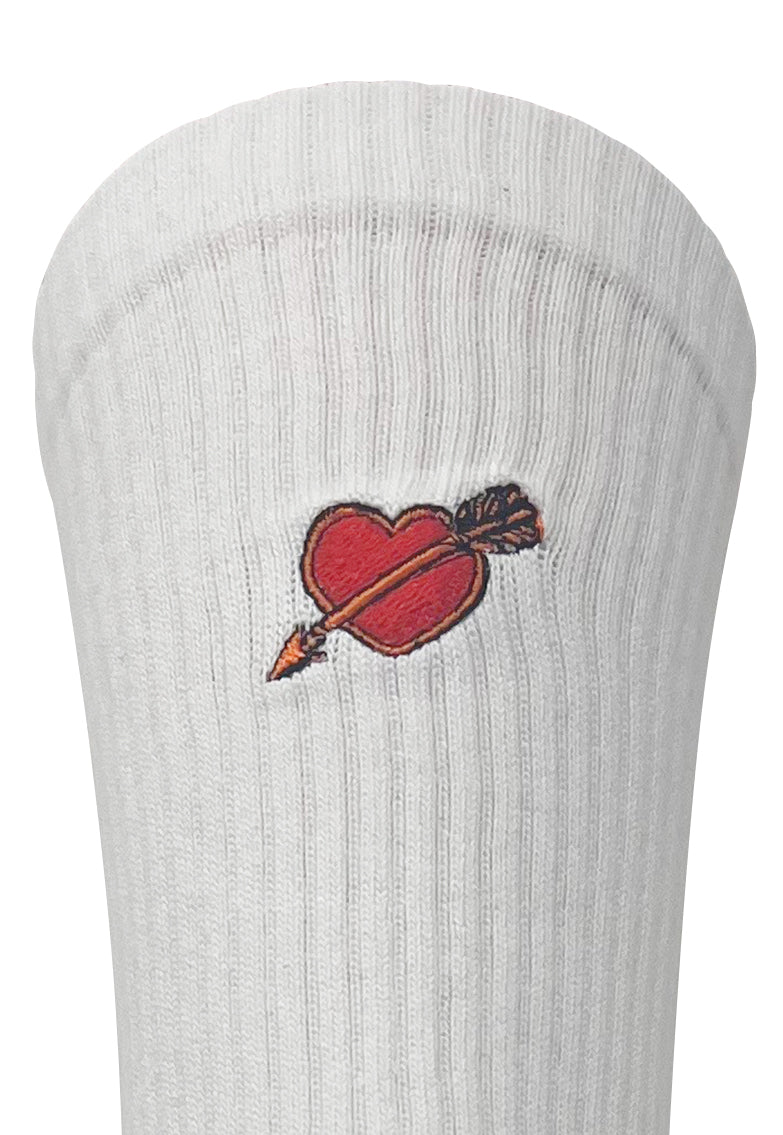 Cupid's Arrow Embroidered Organic Cotton Crew Socks