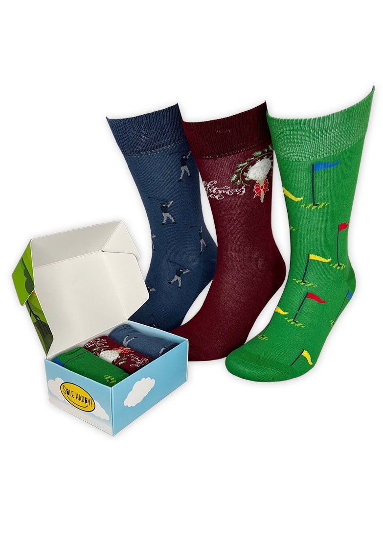 Sole Happy! 3 Pair Gift Boxed Golfer Socks