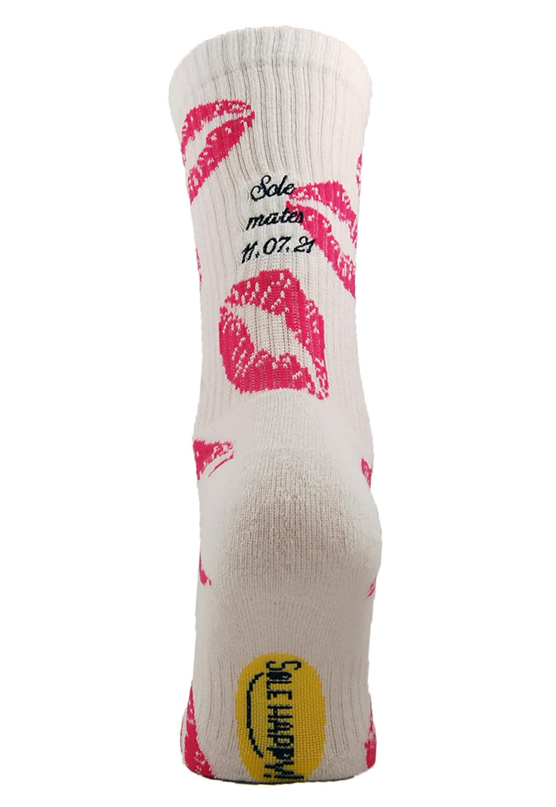 Sole Happy! Personalised Lipstick Kisses Upcycled Crew Socks