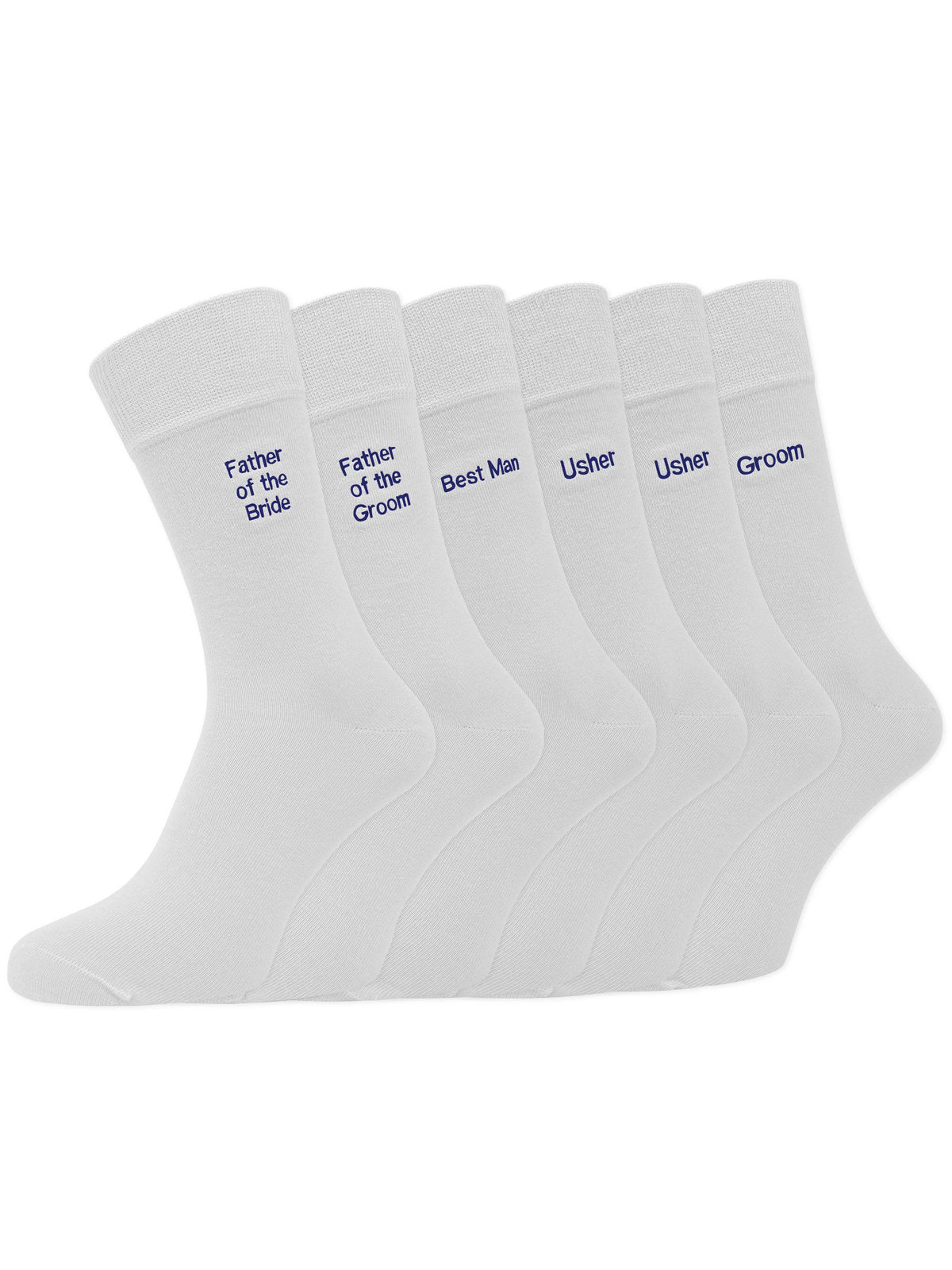 Groom’s Party Pack Of 6 Embroidered Socks - Optic White