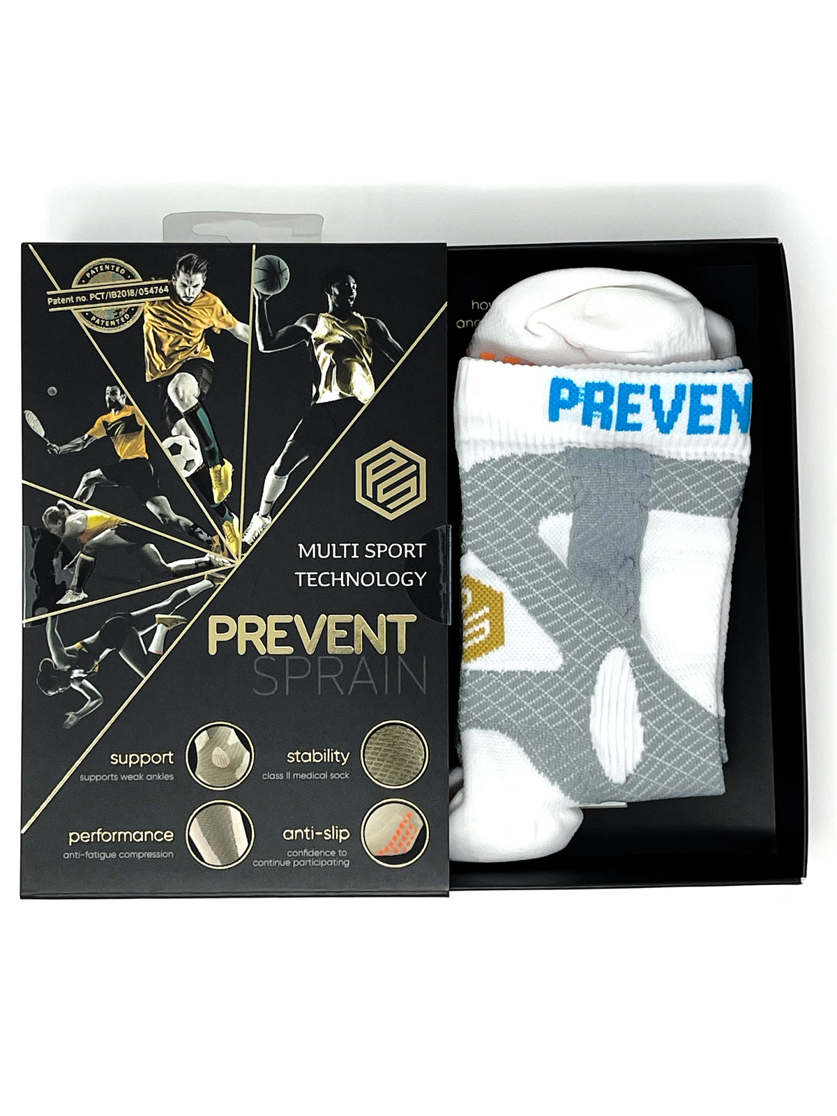Prevent Sprain Technology Calf Socks - White/Grey