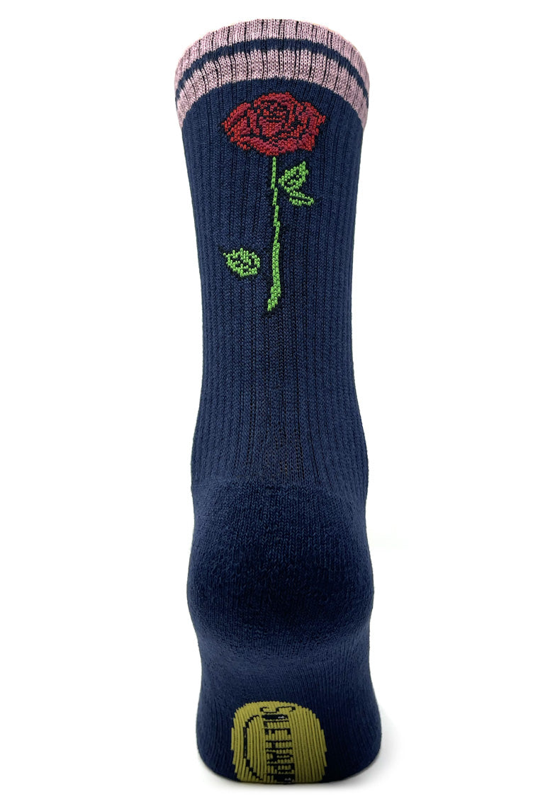Sole Happy! Personalised Vintage Rose Tattoo Upcycled Crew Socks