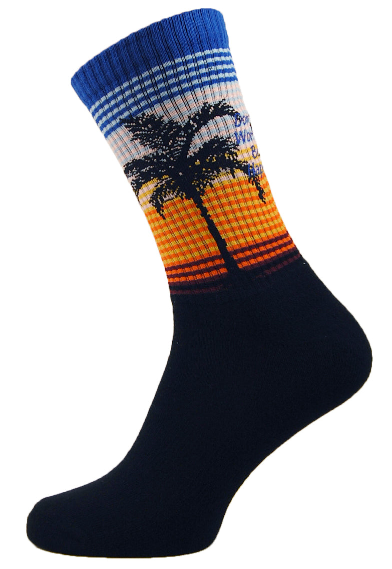 Sole Happy! Personalised Palm Tree Upcycled Crew Socks