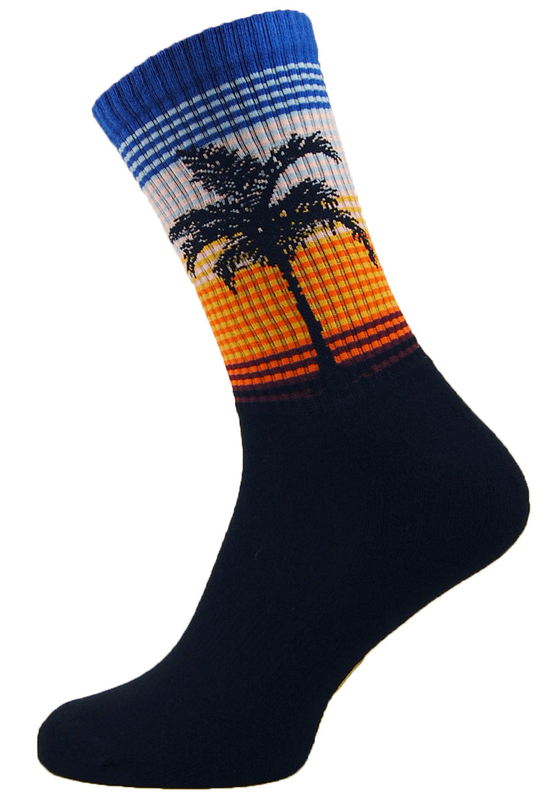 Sole Happy! Palm Tree Upcycled Crew Socks